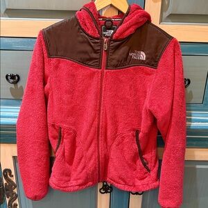 The North Face Red and Brown Fleece Jacket